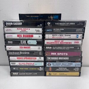 21 Vintage Music Cassette Tape Collection 80s Rock Pop Hits Springsteen Elvis